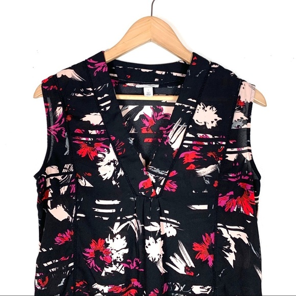 Halogen Blouse Black V-Neck Sleeveless Small - Picture 2 of 5